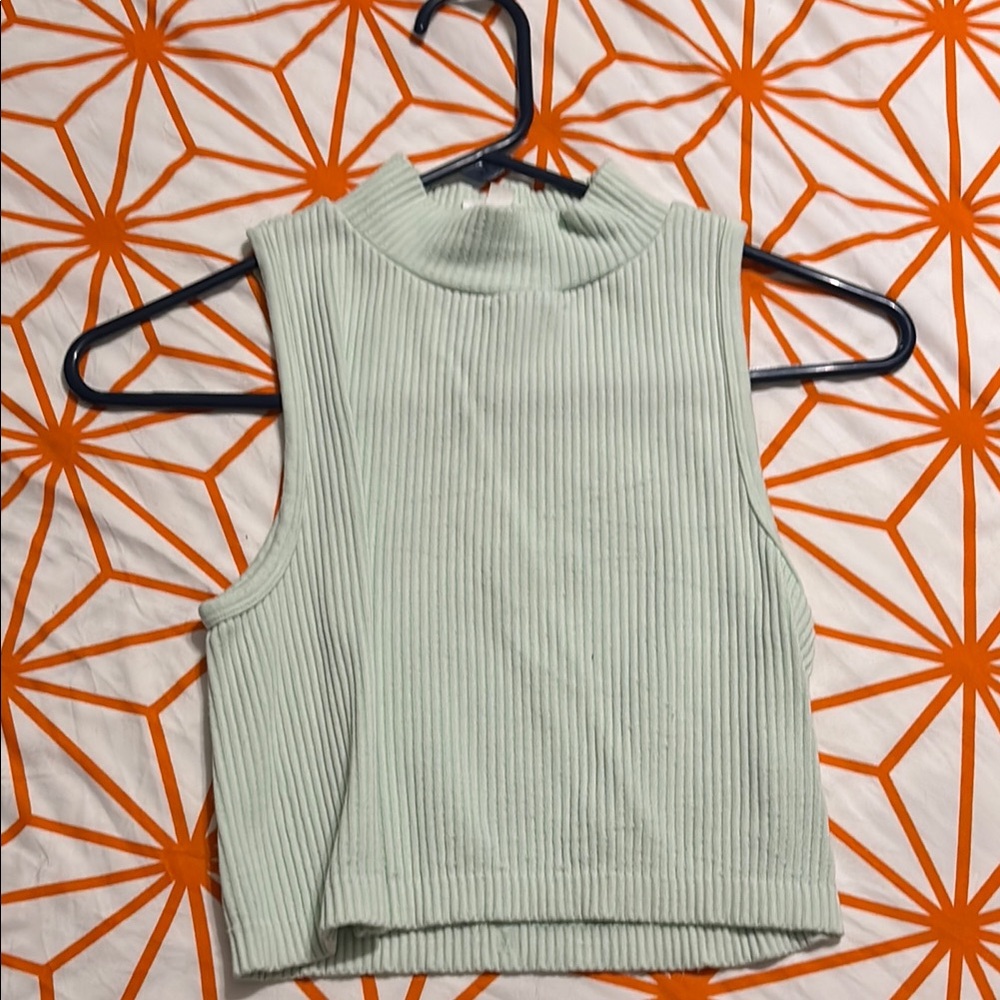 Aeropostale Light Green Ribbed Crop Top